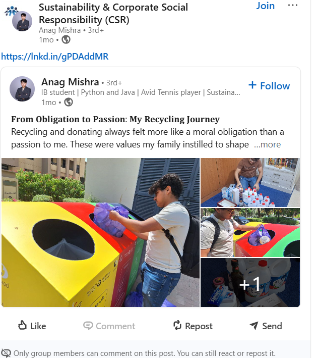 Recycling journey LinkedIn post by Anag Mishra